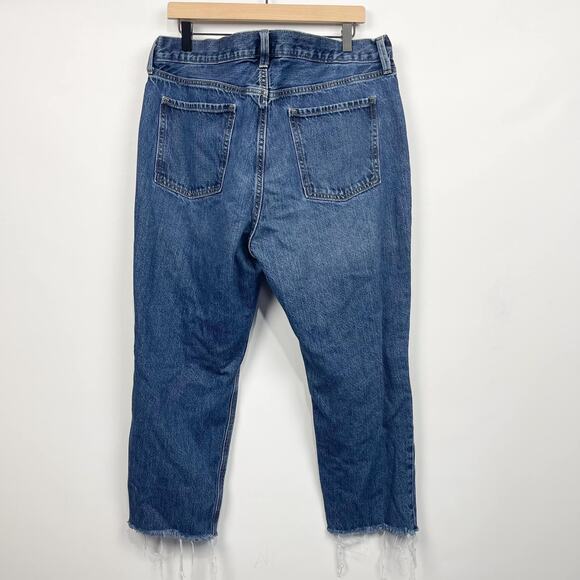 Old Navy High Rise Slouchy Straight Secret-Slim Pockets Destructed Cropped Denim - Picture 2 of 2